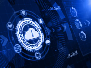 Digital illustration of secure cloud computing