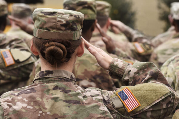 Memorial day. Veterans Day.  American Soldiers Saluting. US Army. Military of USA .